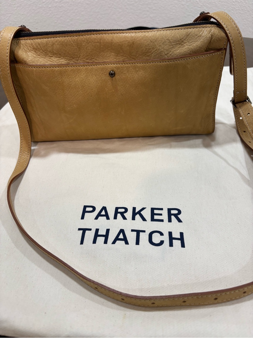 Parker Thatch Tan Leather Crossbody Shoulder Bag